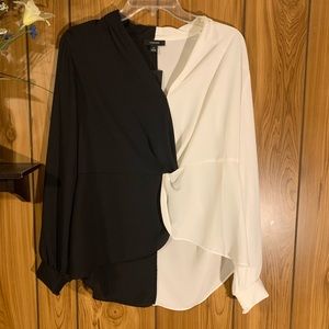 Alfani Tops Alfani Blouse Half Black Half White Sheer Split Poshmark Alfani Tops Alfani Blouse Half Black Half White Sheer Split Poshmark